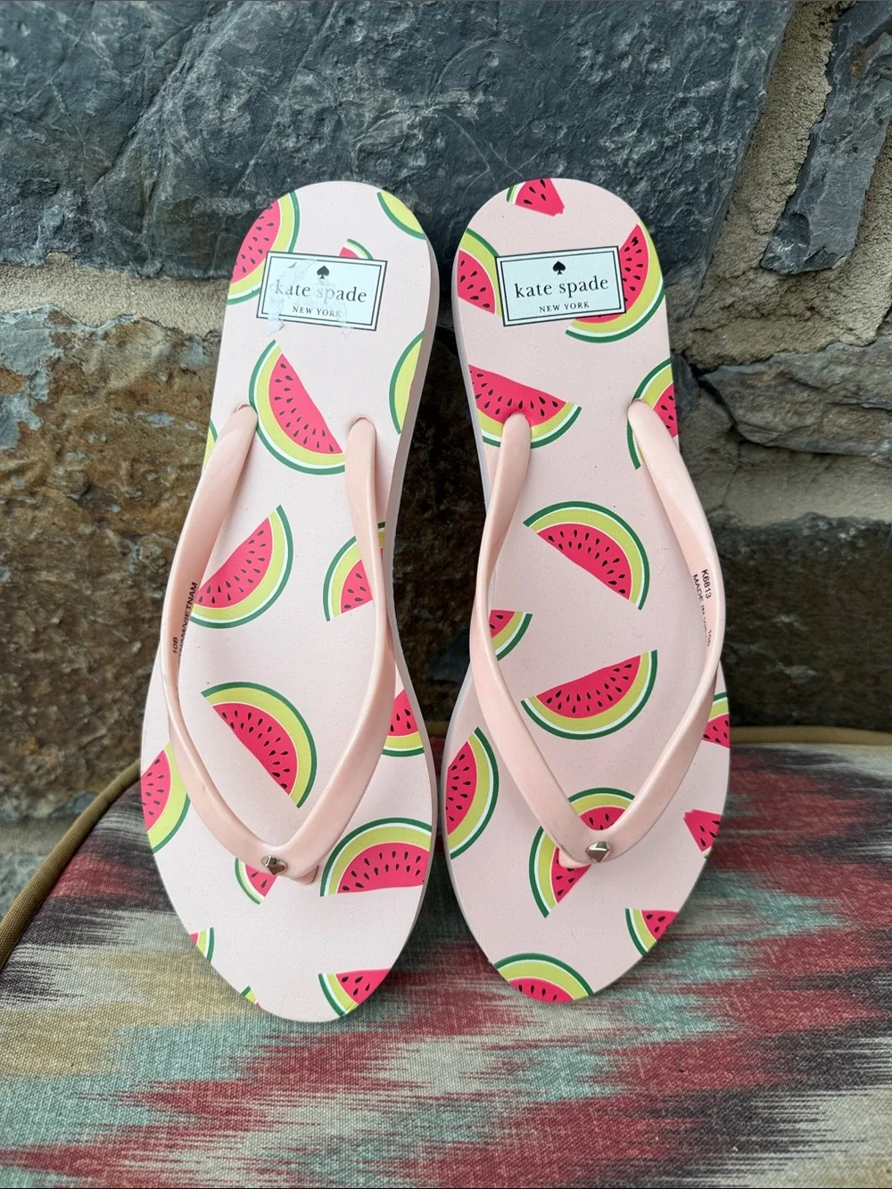 NEW Kate Spade New Fiji Watermelon Party/Pink Salt Flip Flops size 10